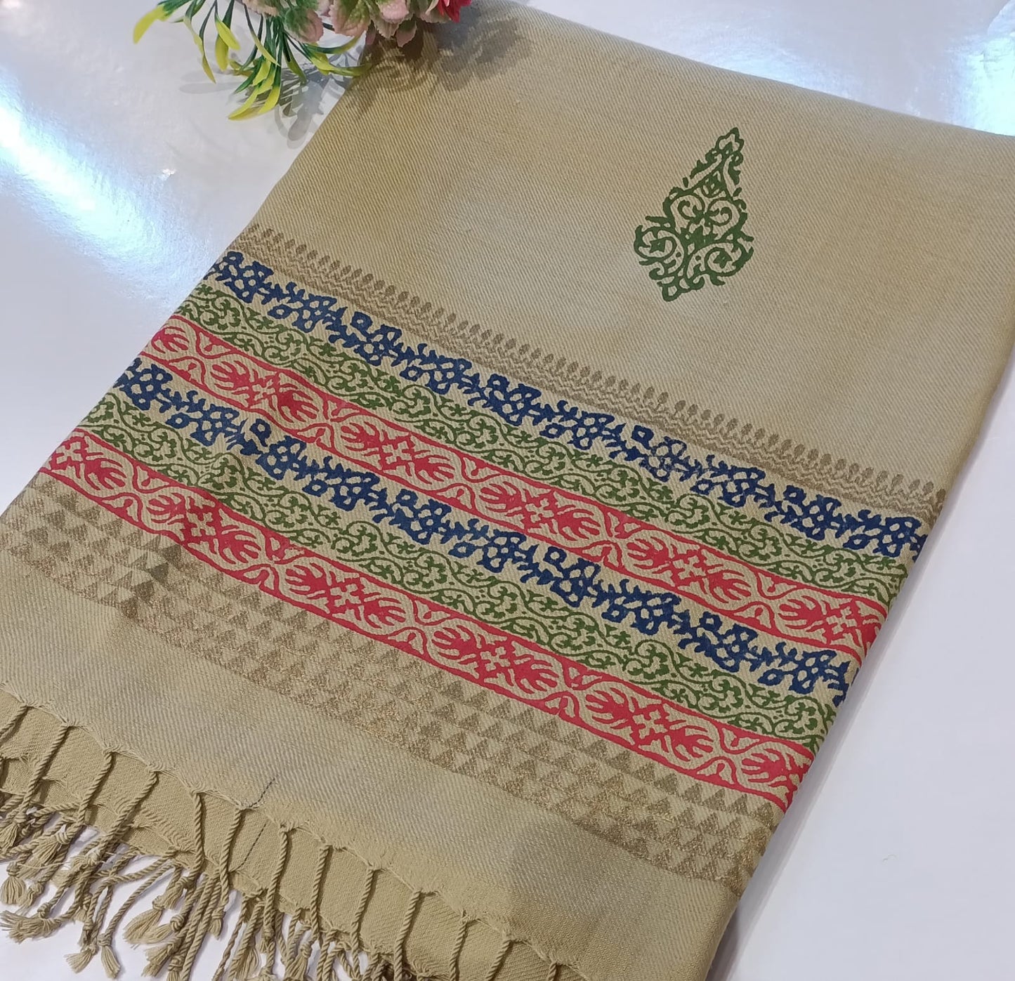 Block Printed Pashmina Shawl