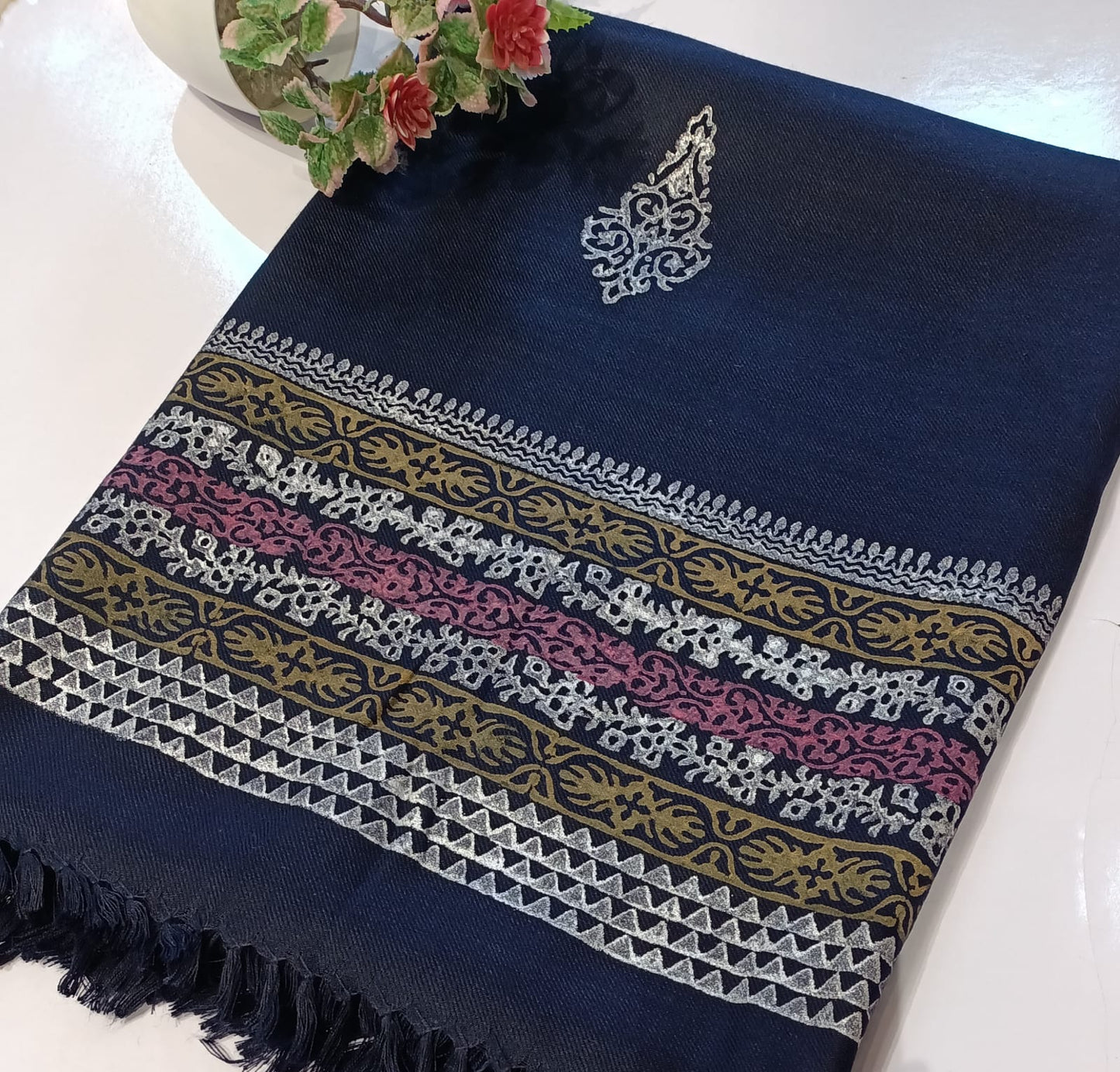 Block Printed Pashmina Shawl