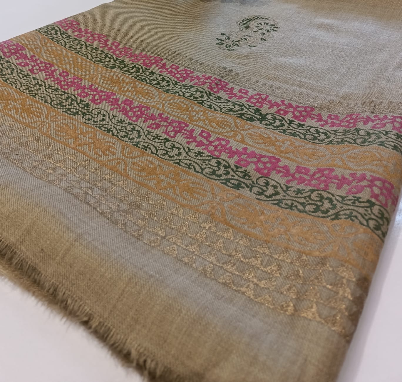 Block Printed Pashmina Shawl